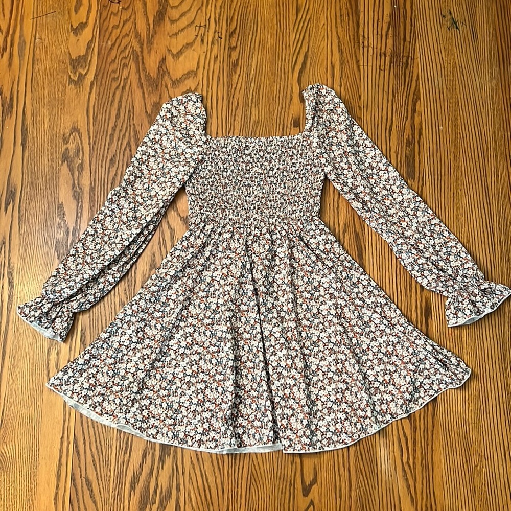 floral square neck dress